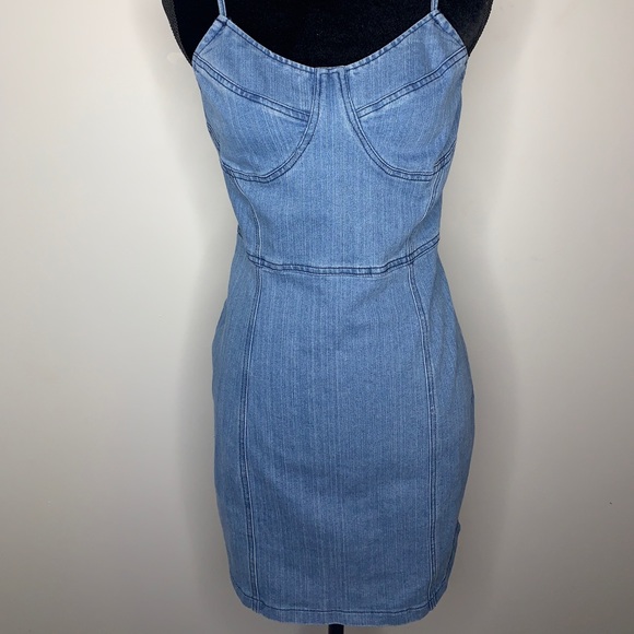 Shein light wash denim cami body dress - Picture 1 of 5